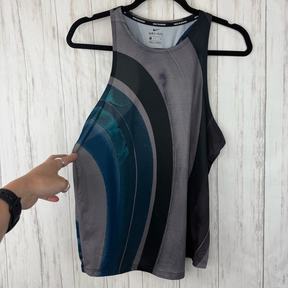 Nike Women's Gray and Teal Muscle Tee